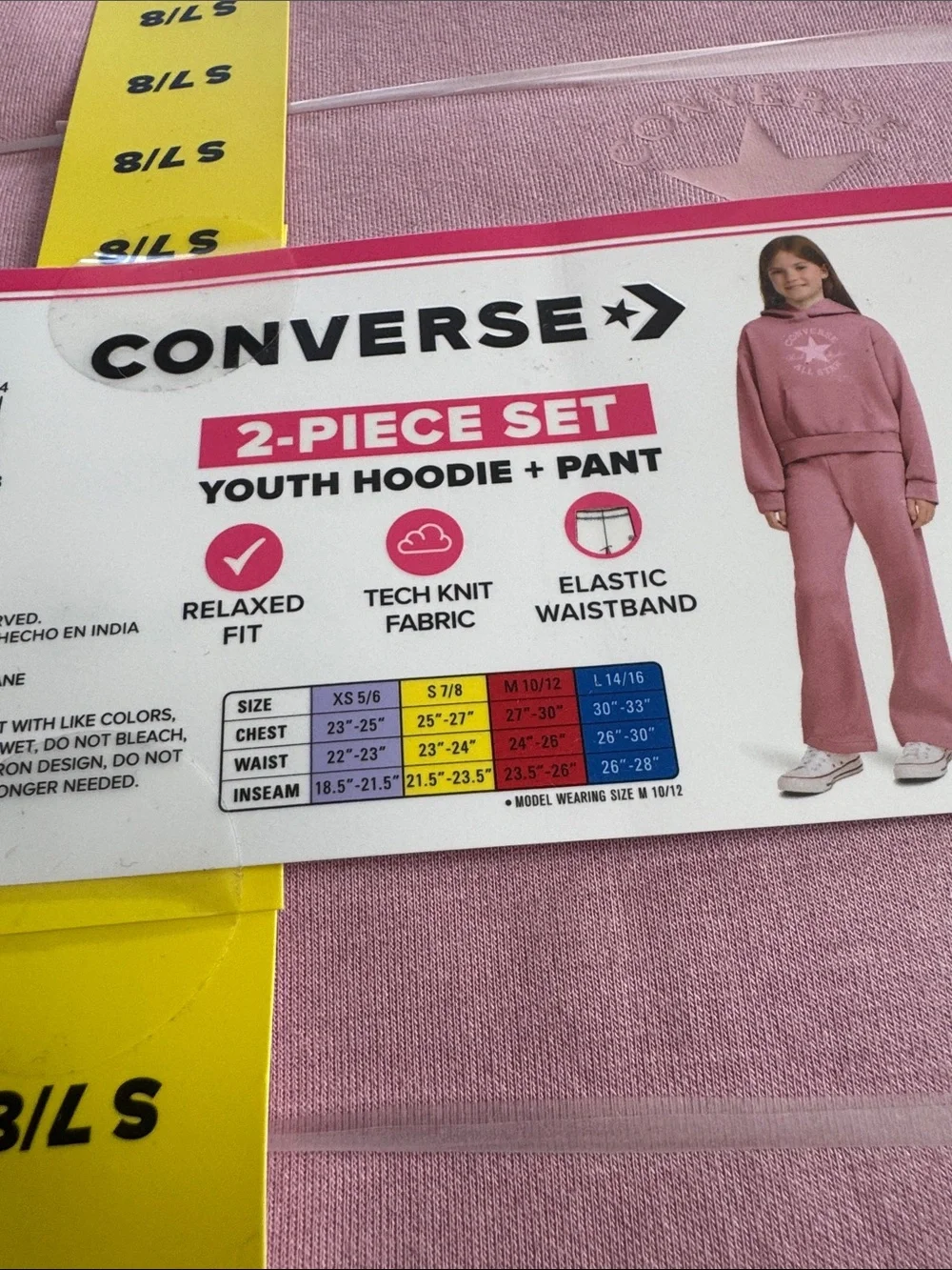 Converse Youth Pink Hoodie & Jogger Set Size 7/8